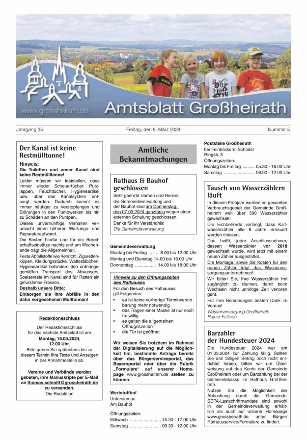 Amtsblatt Großheirath Titelblatt 05/2024