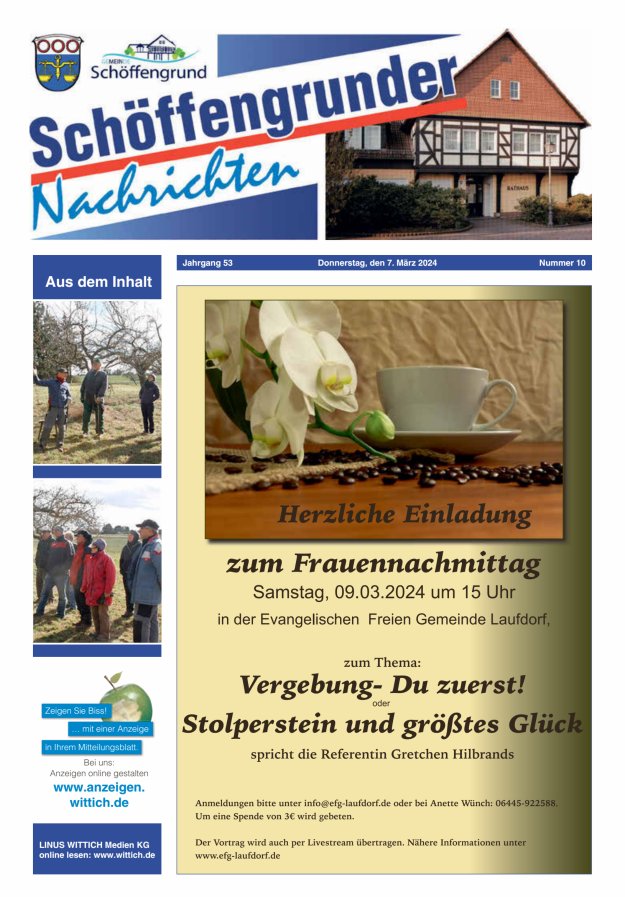 Schöffengrunder Nachrichten Titelblatt 10/2024