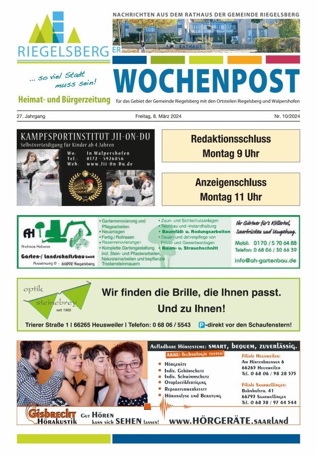 Riegelsberger Wochenpost Titelblatt 10/2024