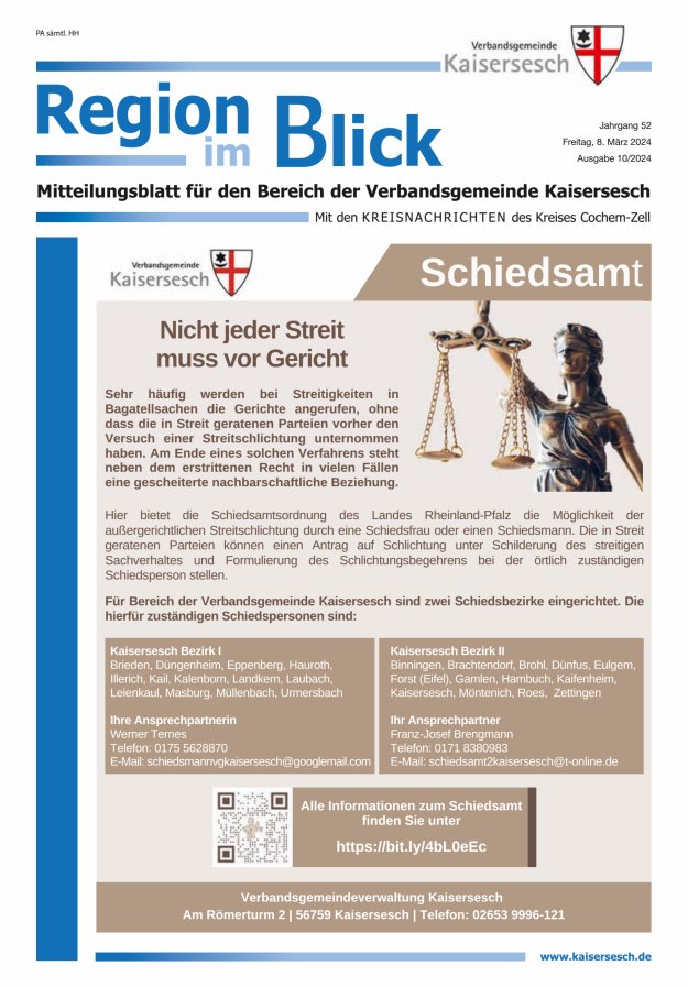 Region im Blick VG Kaisersesch Titelblatt 10/2024