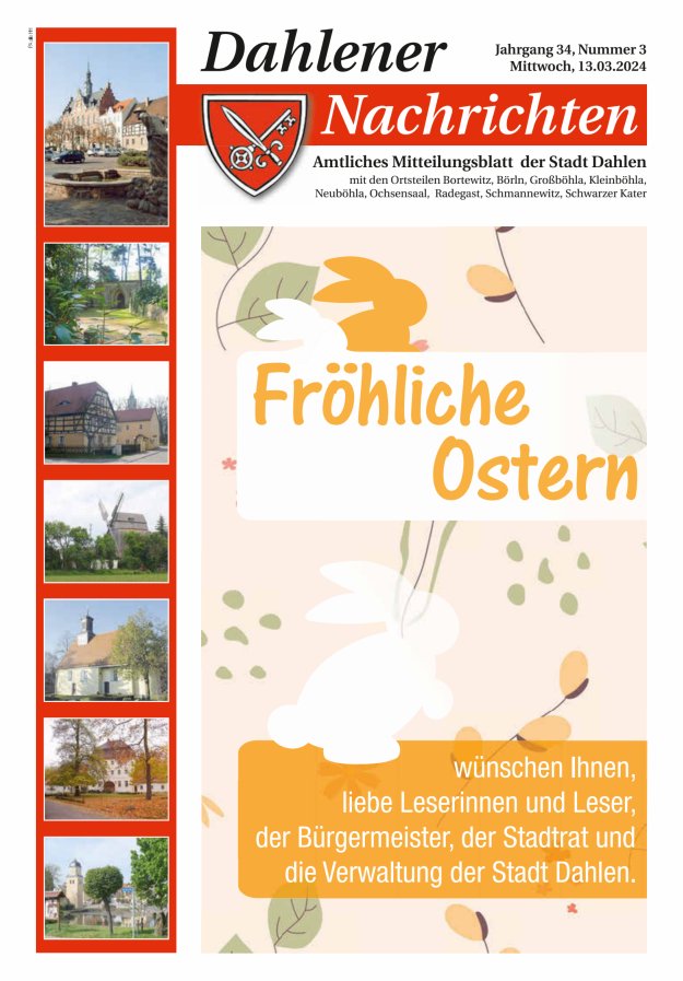 Dahlener Nachrichten - Amtliches Mitteilungsblatt der Stadt Dahlen Titelblatt 03/2024