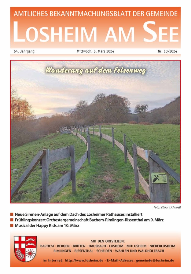 Amtliches Bekanntmachungsblatt der Gemeinde Losheim am See Titelblatt 10/2024