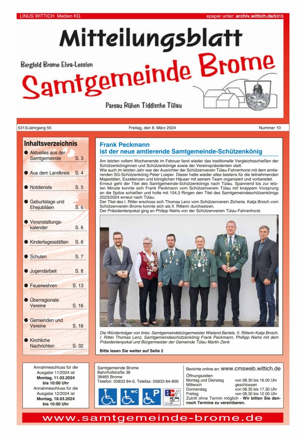 Mitteilungsblatt der Samtgemeinde Brome Titelblatt 10/2024