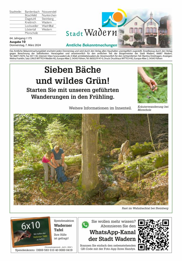 Stadt Wadern Titelblatt 10/2024
