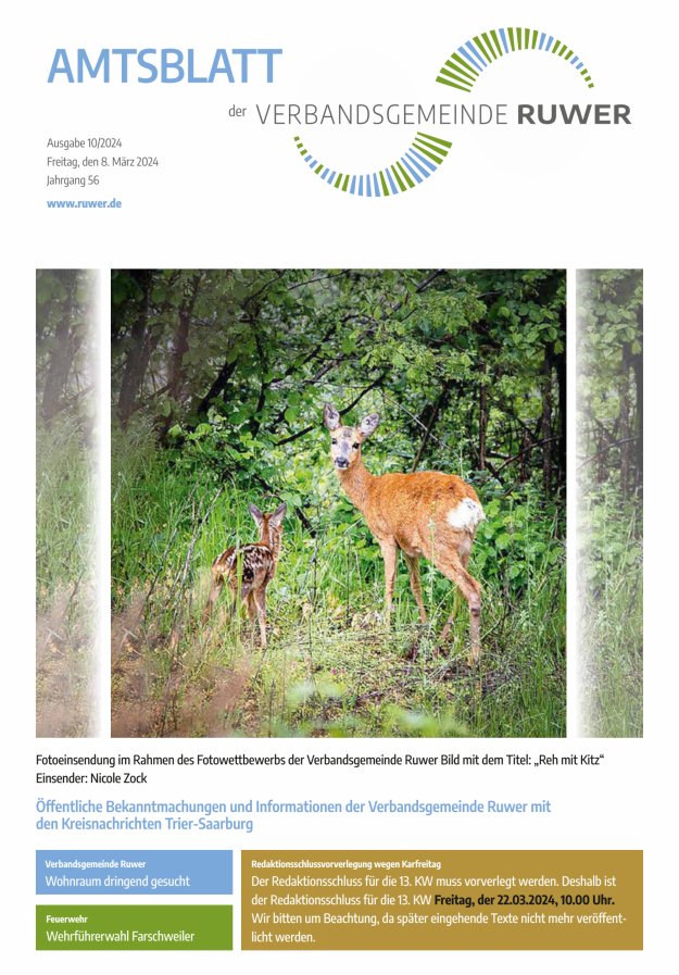 Amtsblatt VG Ruwer Titelblatt 10/2024