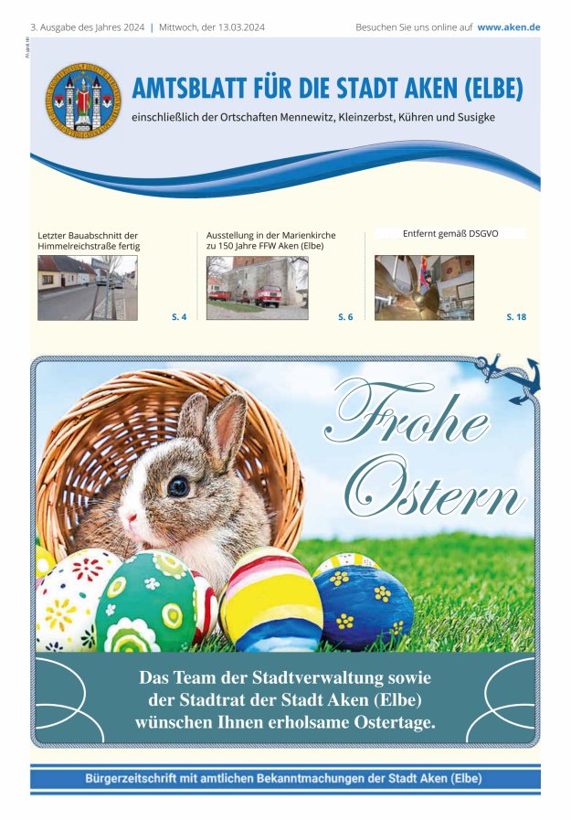 Amtsblatt der Stadt Aken (Elbe) Titelblatt 03/2024