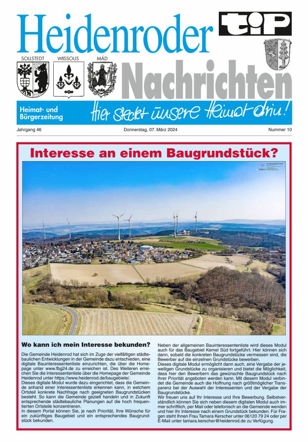 "tip" Heidenroder Nachrichten Titelblatt 10/2024