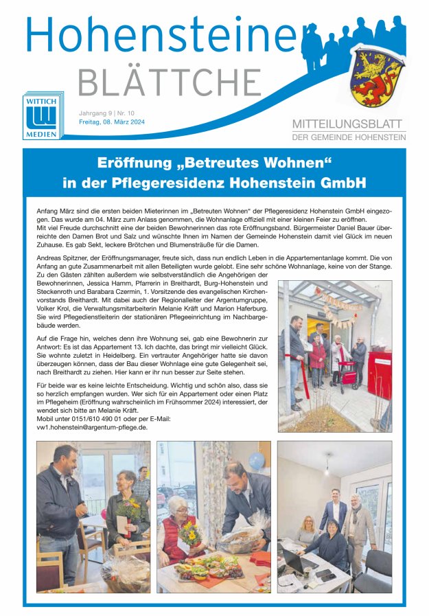 Hohensteiner Blättche Titelblatt 10/2024