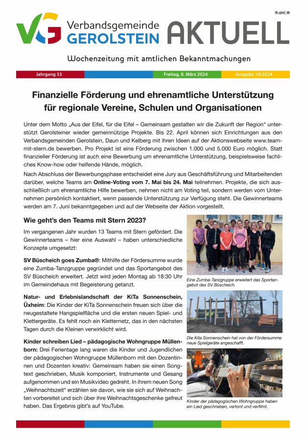 Verbandsgemeinde Gerolstein aktuell Titelblatt 10/2024