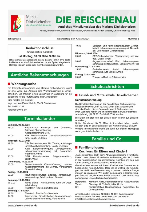 Die Reischenau Titelblatt 05/2024