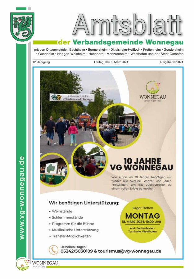 Amtsblatt VG Wonnegau Titelblatt 10/2024