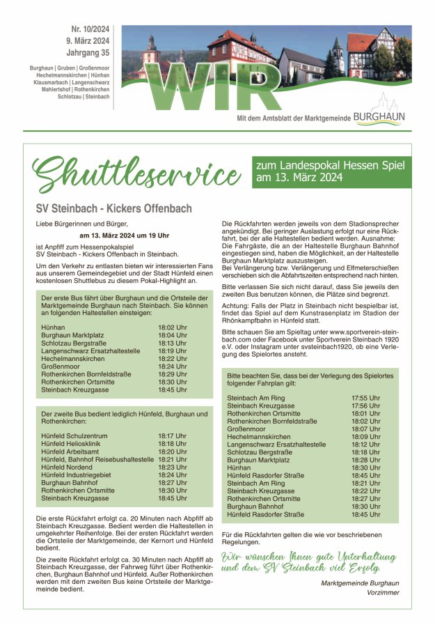 WIR - mit Amtsblatt der Marktgemeinde Burghaun Titelblatt 10/2024
