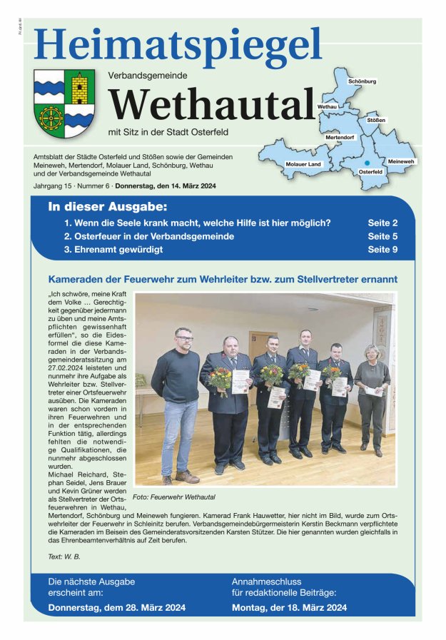 Heimatspiegel Verbandsgemeinde Wethautal mit Sitz in der Stadt Osterfeld Titelblatt 06/2024