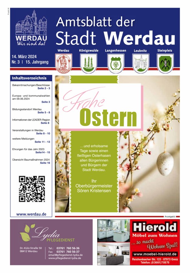 Amtsblatt der Stadt Werdau Titelblatt 03/2024