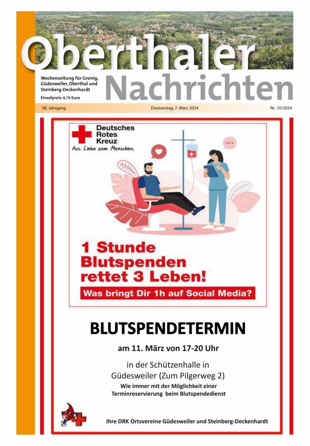Oberthaler Nachrichten Titelblatt 10/2024
