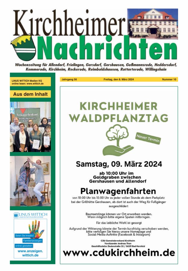Kirchheimer Nachrichten Titelblatt 10/2024