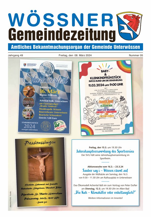 Wössner Gemeindezeitung Amtliches Bekanntmachungsorgan der Gemeinde Unterwössen Titelblatt 05/2024
