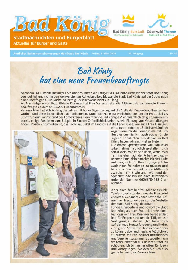 Bad Königer Stadtnachrichten und Badeblatt Titelblatt 10/2024