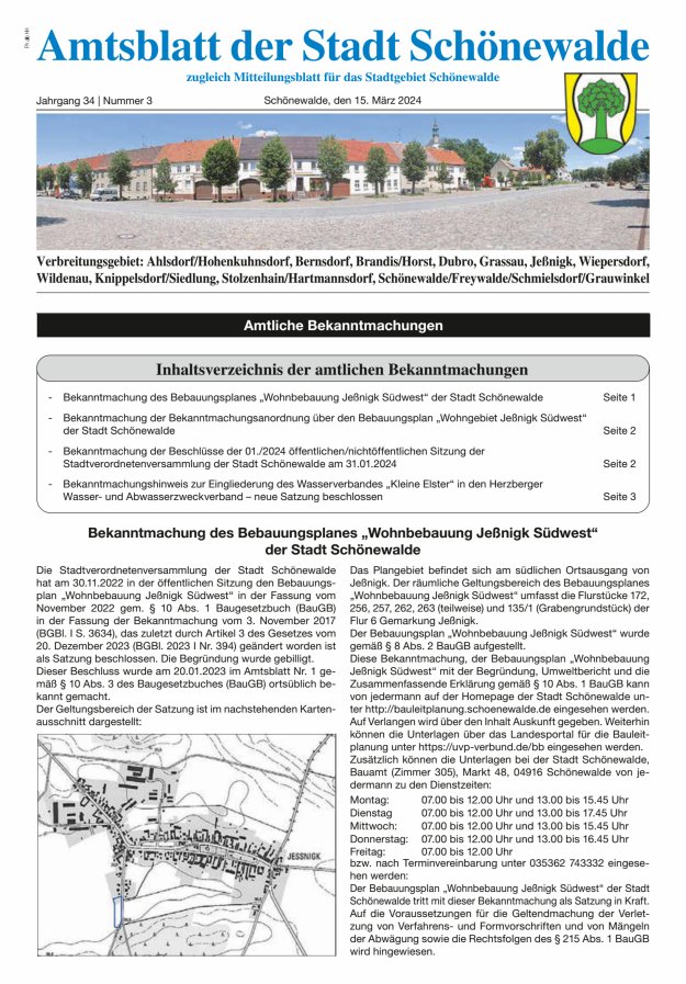Amtsblatt der Stadt Schönewalde - Mitteilungsblatt für das Stadtgebiet Titelblatt 03/2024