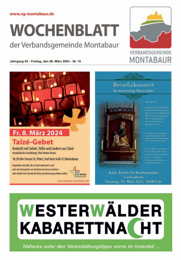Wochenblatt der Verbandsgemeinde Montabaur Titelblatt 10/2024