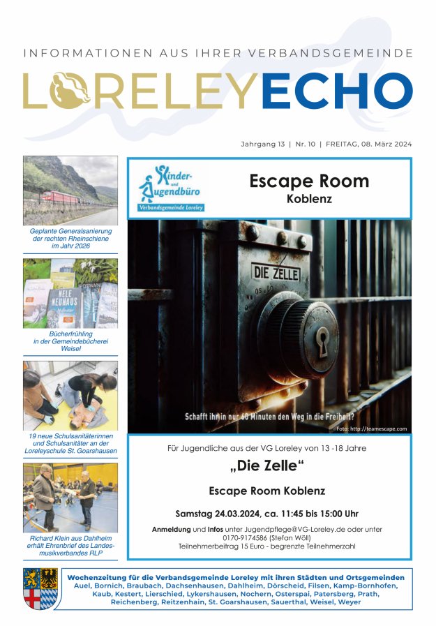 Loreley-Echo - Mitteilungsblatt der Verbandsgemeinde Loreley Titelblatt 10/2024