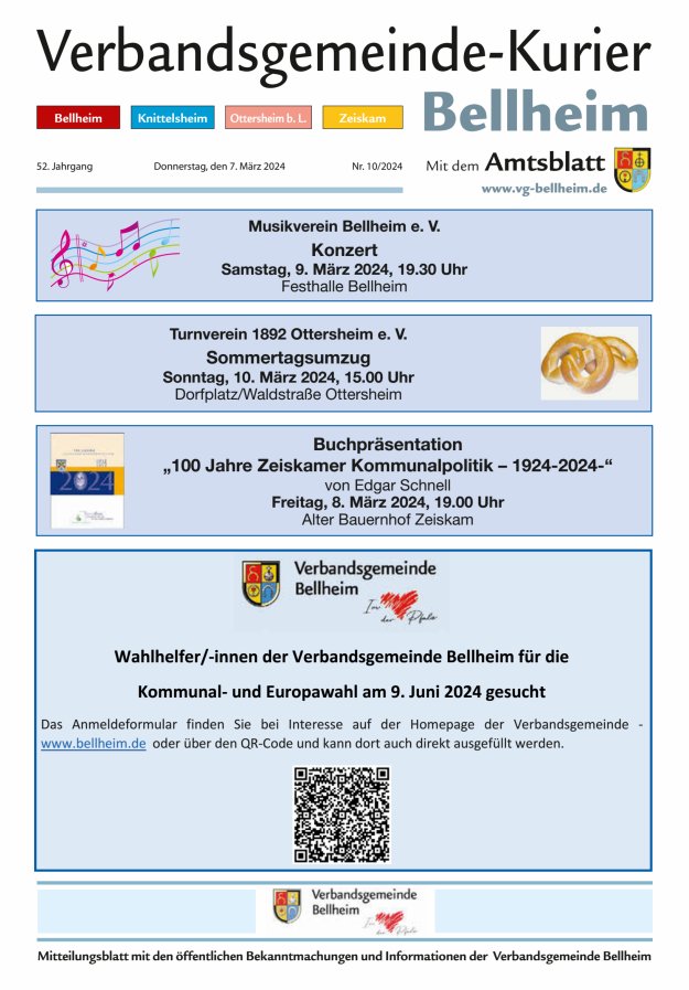Verbandsgemeinde-Kurier Bellheim Titelblatt 10/2024
