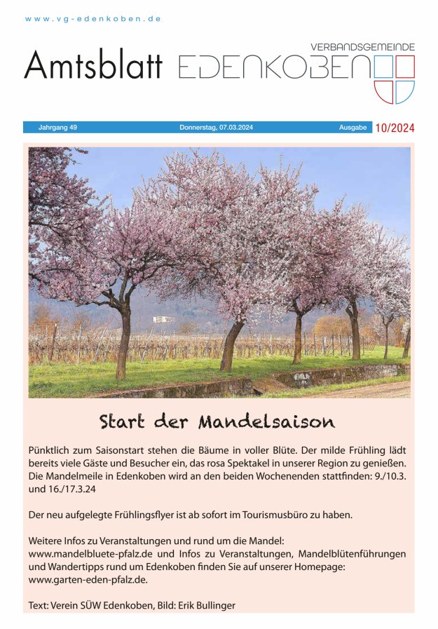 Amtsblatt VG Edenkoben Titelblatt 10/2024