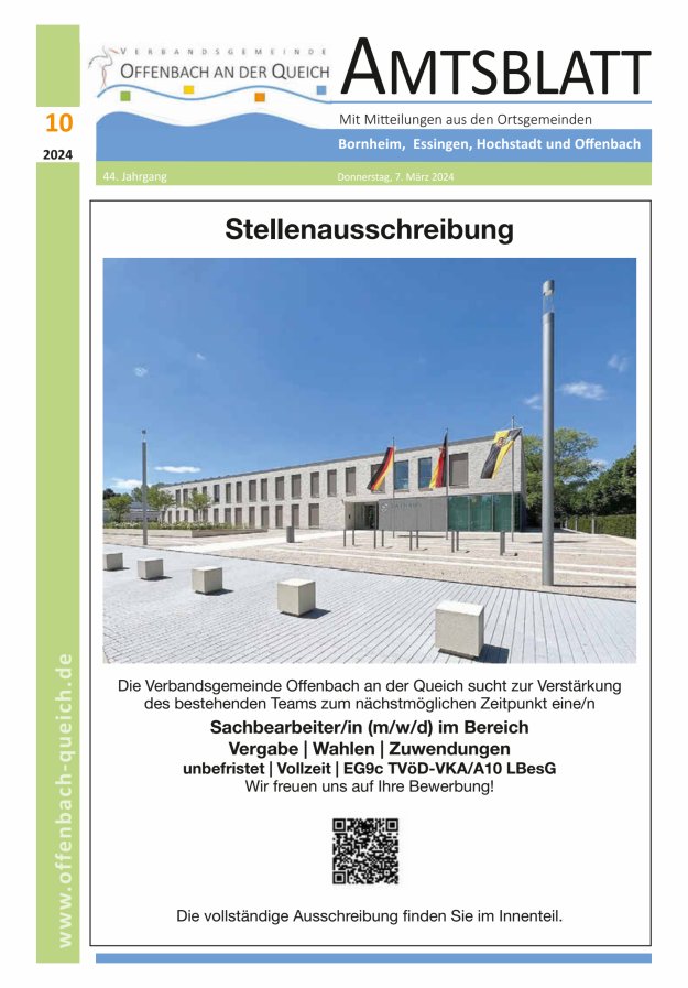 Amtsblatt VG Offenbach an der Queich Titelblatt 10/2024