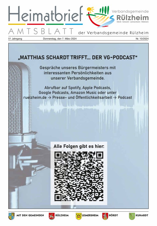 Heimatbrief VG Rülzheim Titelblatt 10/2024