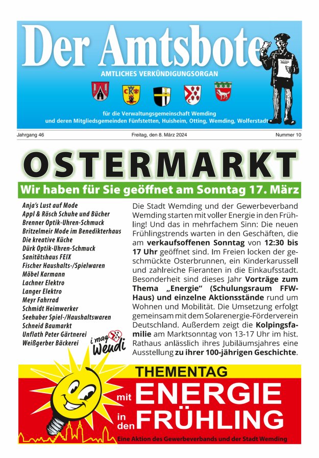 Der Amtsbote - Wemding Verwaltungsgemeinschaft Titelblatt 10/2024