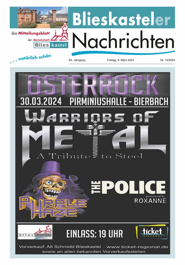 Blieskasteler Nachrichten  Titelblatt 10/2024