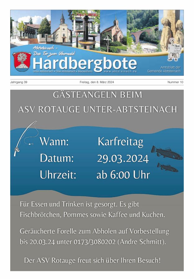 Hardbergbote - Mitteilungsblatt der Gemeinde Abtsteinach Titelblatt 10/2024