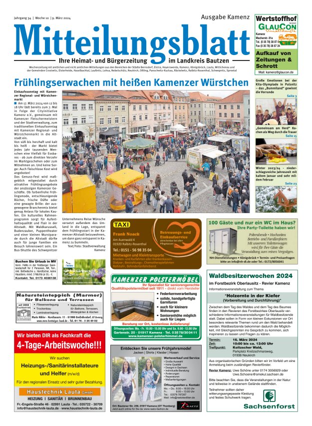 Mitteilungsblatt LK Bautzen Ausgabe Kamenz Titelblatt 09/2024