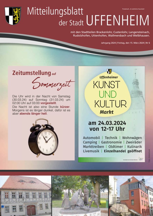 Mitteilungsblatt der Stadt Uffenheim Titelblatt 06/2024