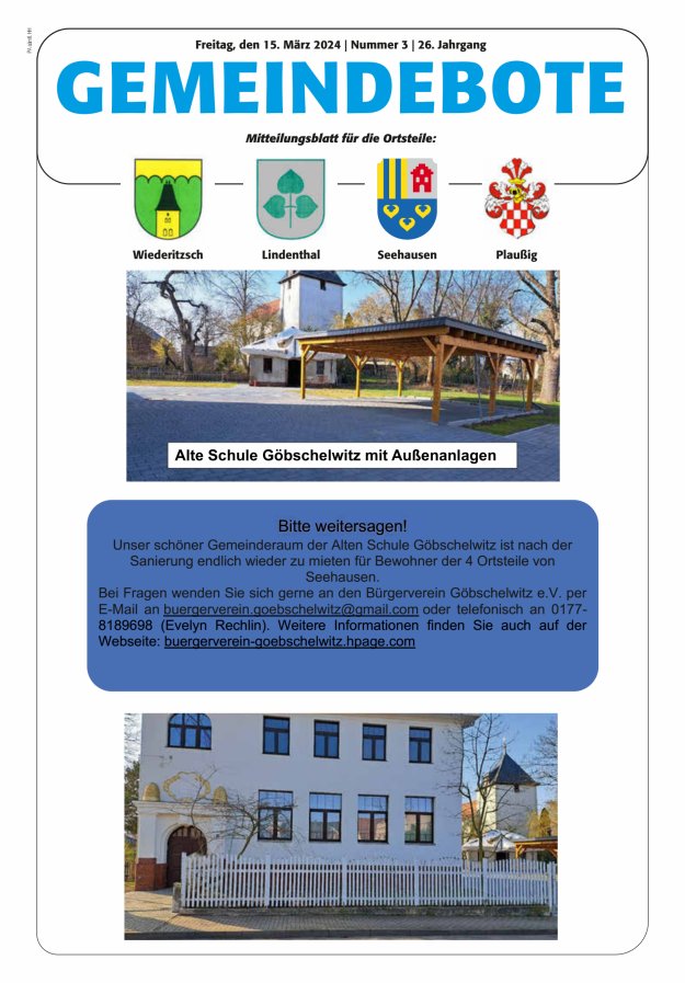 Gemeindebote - Mitteilungsblatt für die Ortsteile Titelblatt 03/2024