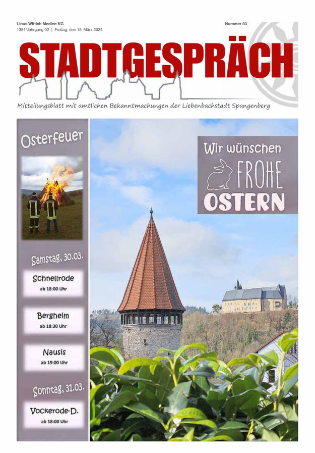 Stadtgespräch Spangenberg Titelblatt 03/2024