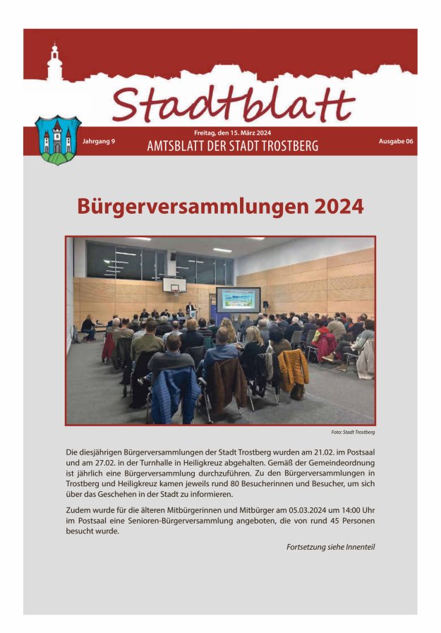 Stadtblatt Trostberg an der Alz Titelblatt 06/2024