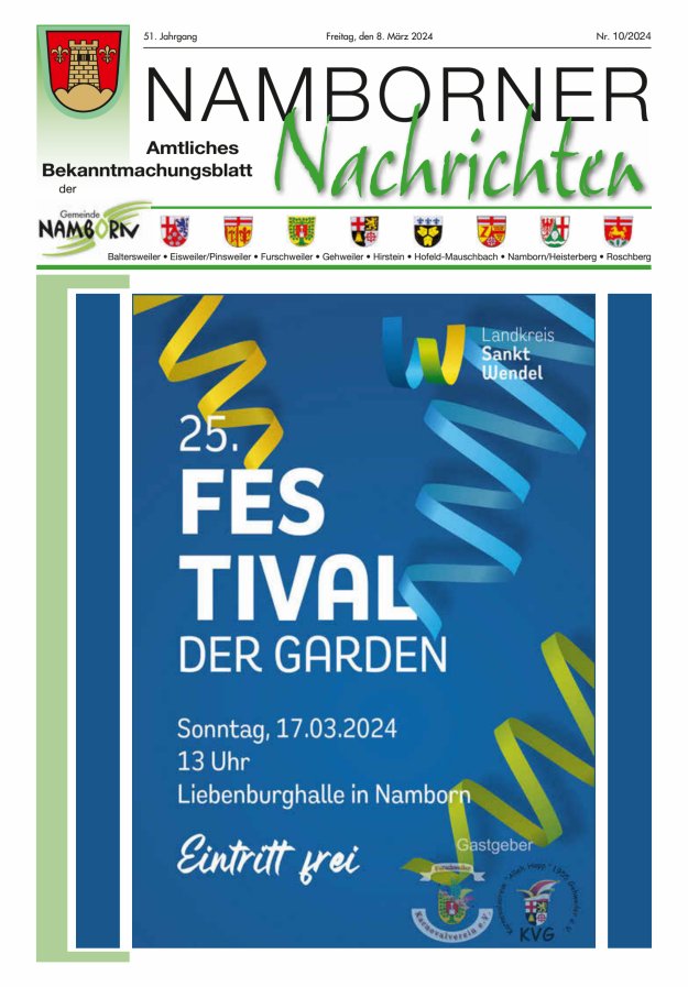 Namborner Nachrichten Titelblatt 10/2024