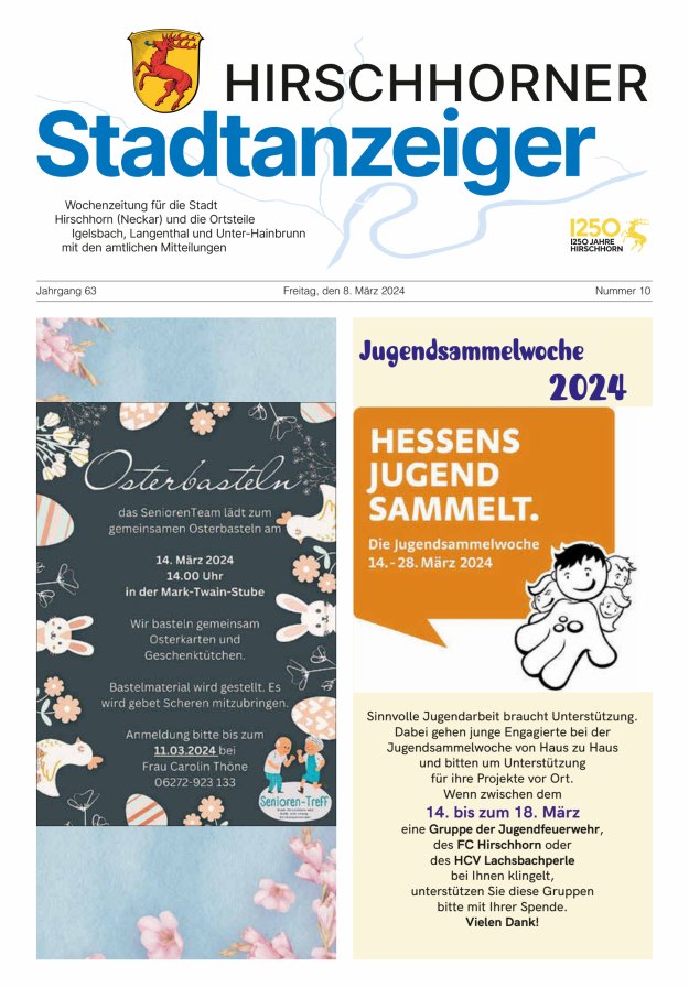 Hirschhorner Stadtanzeiger Titelblatt 10/2024