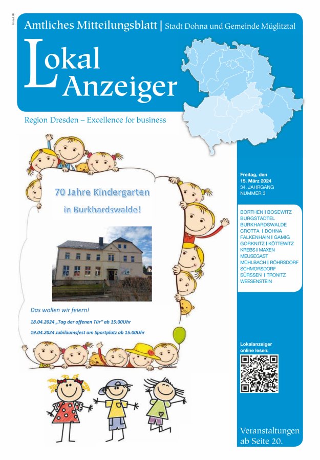 Lokal-Anzeiger – Amtliches Mitteilungsblatt Stadt Dohna und Gemeinde Müglitztal Titelblatt 03/2024