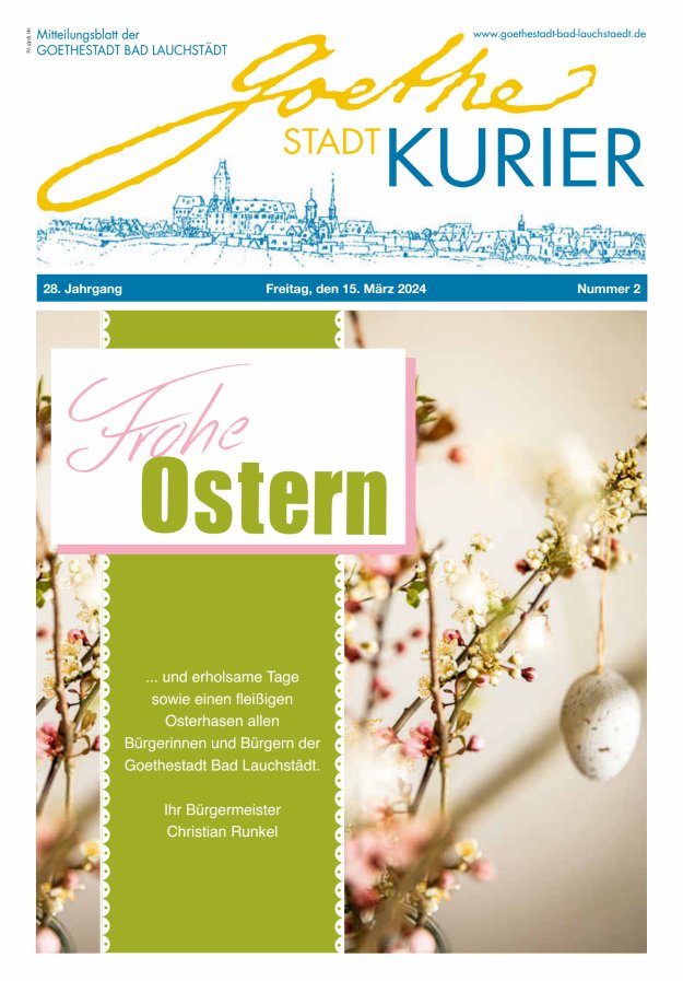 Goethestadt Kurier - Mitteilungsblatt der Goethestadt Bad Lauchstädt Titelblatt 02/2024