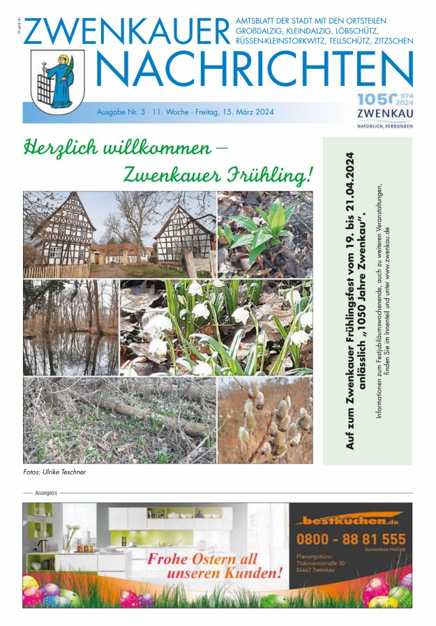 Zwenkauer Nachrichten - Amtsblatt der Stadt mit ihren Ortsteilen Titelblatt 03/2024