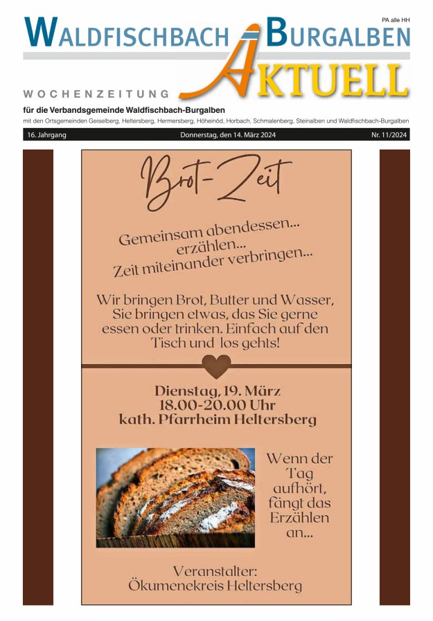 Amtsblatt der Verbandsgemeinde Waldfischbach-Burgalben Titelblatt 11/2024
