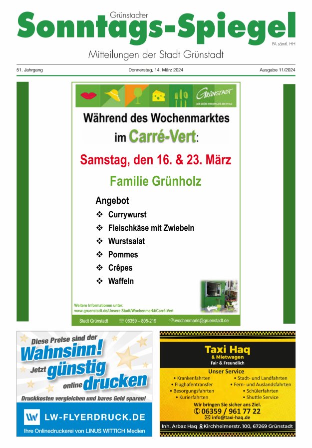Grünstadter Sonntags-Spiegel Titelblatt 11/2024