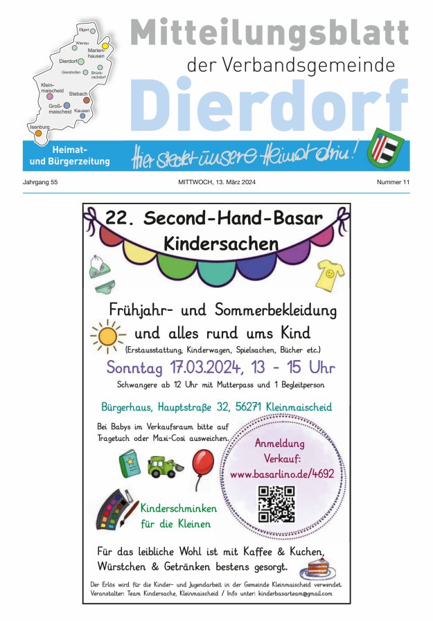 Mitteilungsblatt der Verbandsgemeinde Dierdorf Titelblatt 11/2024