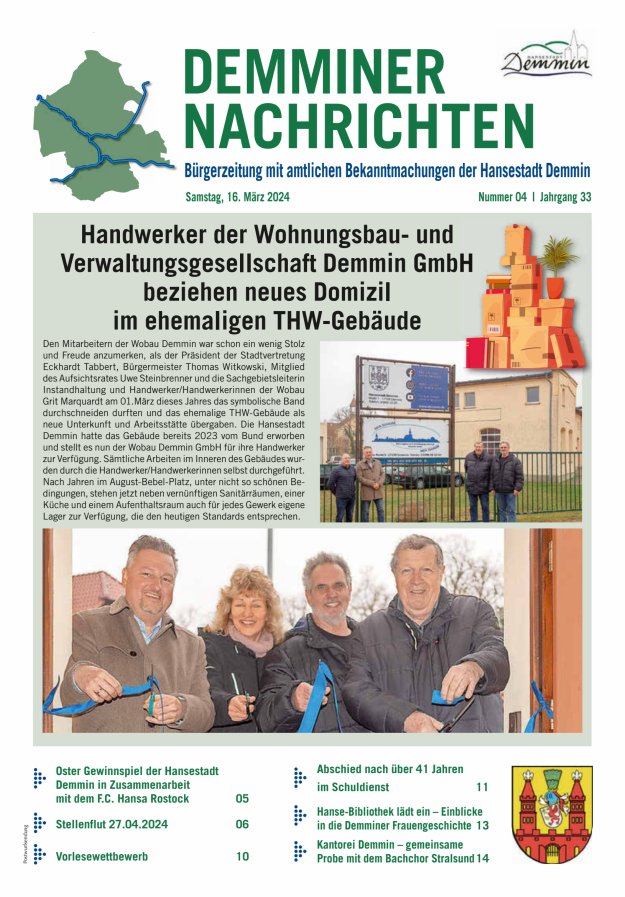 Demminer Nachrichten Titelblatt 04/2024
