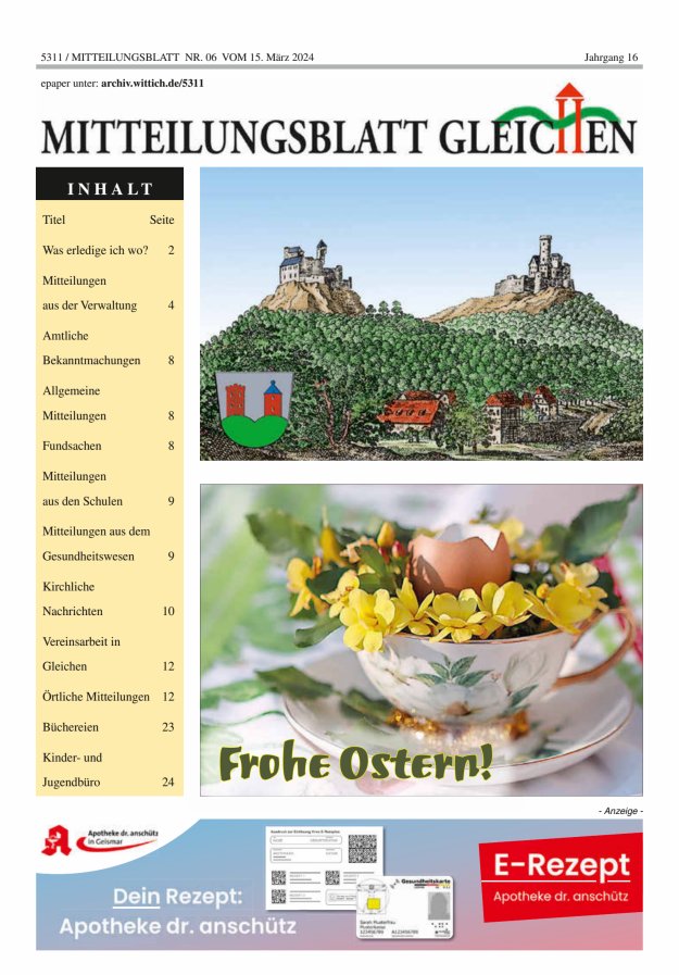 Mitteilungsblatt Gleichen Titelblatt 06/2024