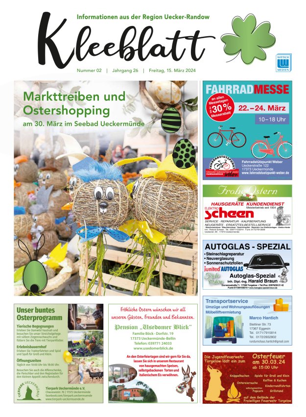 Kleeblatt - Mitteilungsblatt der Region Uecker-Randow Titelblatt 02/2024