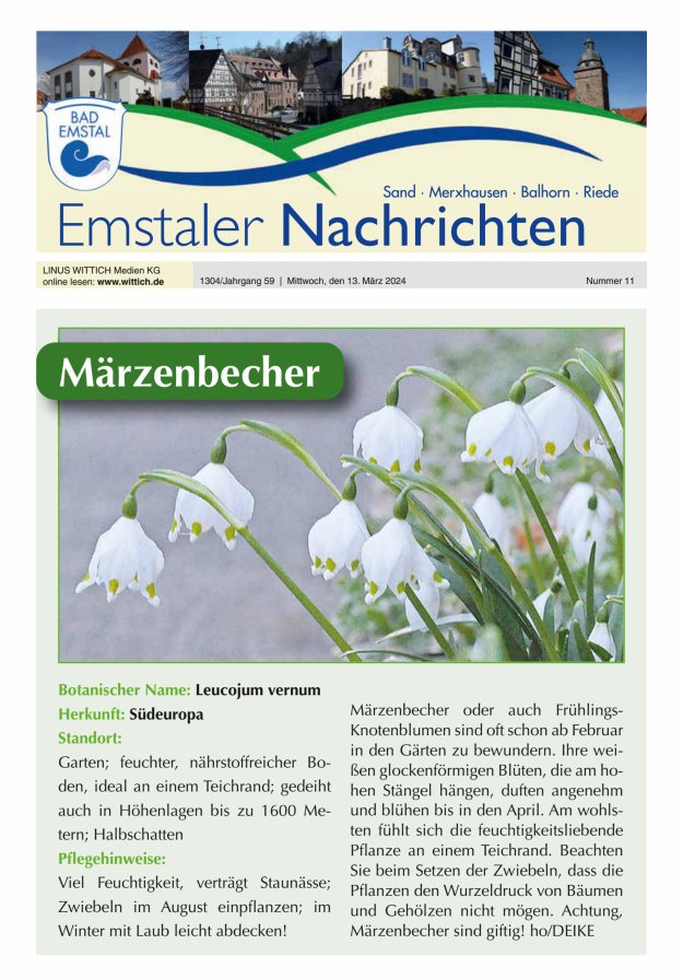 Emstaler Nachrichten Titelblatt 11/2024