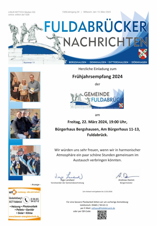 Fuldabrücker Nachrichten Titelblatt 11/2024
